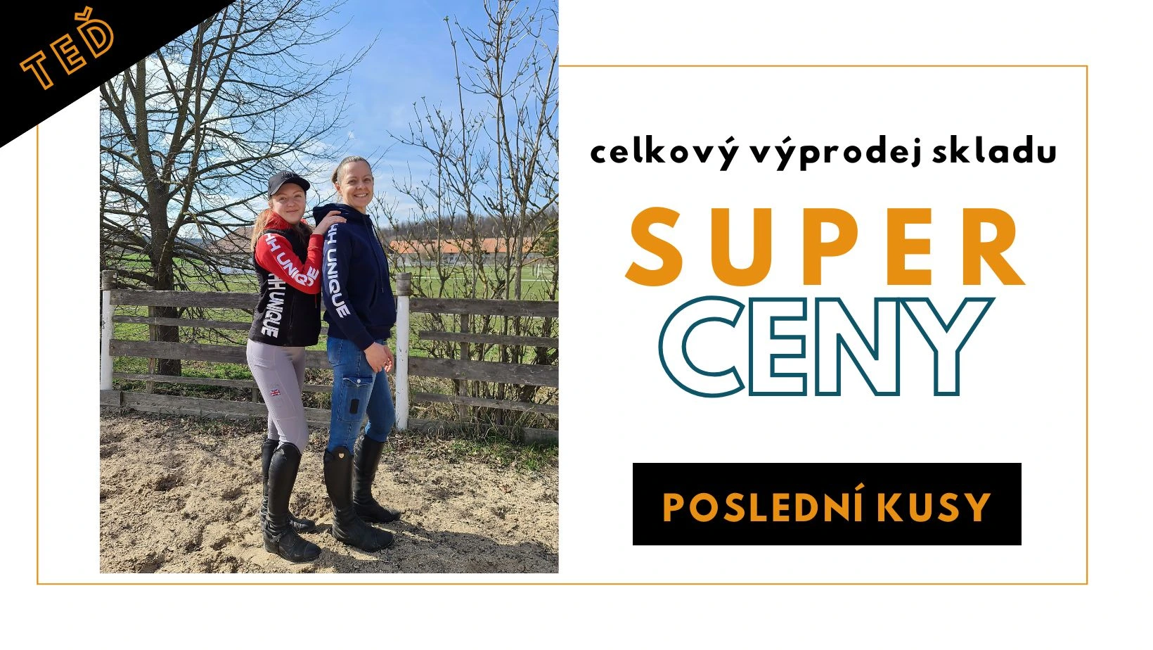 Výprodej skladových zásob jezdeckého oblečení – super ceny, poslední kusy.